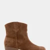 Comfortable Women's Pull On Western Bootie in Tobacco Suede