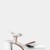 Comfortable Women's Quarter Strap Two Piece Platform Pump in Silver Mirror Metallic Faux Leather