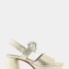 Comfortable Women's Quarter Strap Platform Sandal in Soft Gold Canvas Faux Leather Canvas Fabric