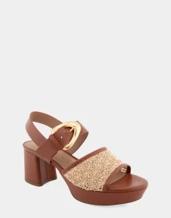 Comfortable Women's Quarter Strap Platform Sandal in Natural Raffia Combo Raffia Fabric