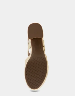 Comfortable Women's Quarter Strap Platform Sandal in Soft Gold Canvas Faux Leather Canvas Fabric