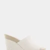 Comfortable Women's Quilted Heel Footbed Wedge Slide in Eggnog Faux Leather