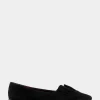 Comfortable Women's Ruffled Point Toe Flat in Black Genuine Suede