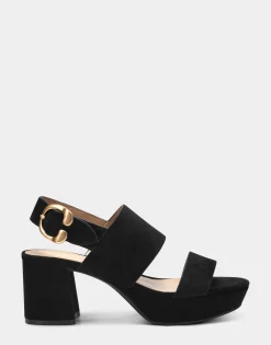 Comfortable Women's Sandal in Black Genuine Suede