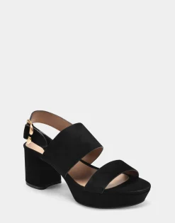 Comfortable Women's Sandal in Black Genuine Suede