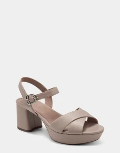 Comfortable Women's Sandal in Nude Genuine Leather