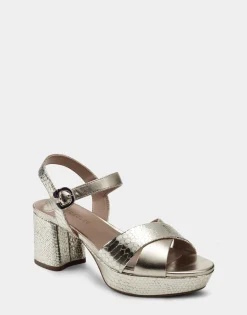 Comfortable Women's Sandal in Gold Genuine Leather