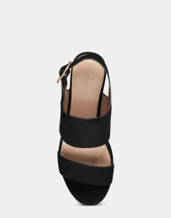 Comfortable Women's Sandal in Black Genuine Suede