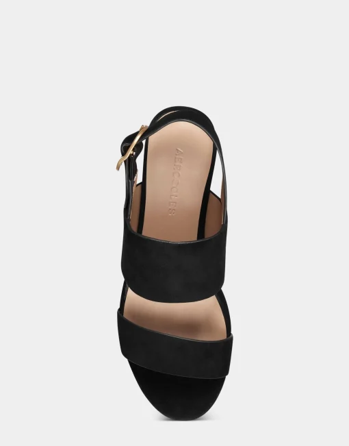 Comfortable Women's Sandal in Black Genuine Suede
