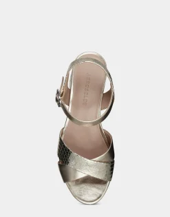 Comfortable Women's Sandal in Gold Genuine Leather