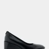 Comfortable Women's Sculpted Wedge Pump in Black Leather