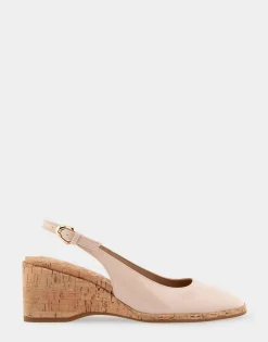 Comfortable Women's Sculpted Wedge Slingback in Cipria Patent Faux Leather