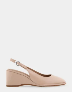 Comfortable Women's Sculpted Wedge Slingback in Cipria Leather