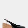 Comfortable Women's Sculpted Wedge Slingback in Black Patent Faux Leather