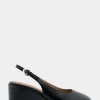 Comfortable Women's Sculpted Wedge Slingback in Black Leather
