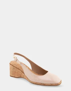 Comfortable Women's Sculpted Wedge Slingback in Cipria Patent Faux Leather