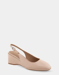 Comfortable Women's Sculpted Wedge Slingback in Cipria Leather