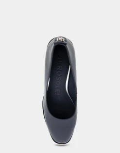 Comfortable Women's Sculpted Wedge Pump in Navy Leather