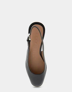 Comfortable Women's Sculpted Wedge Slingback in Black Leather