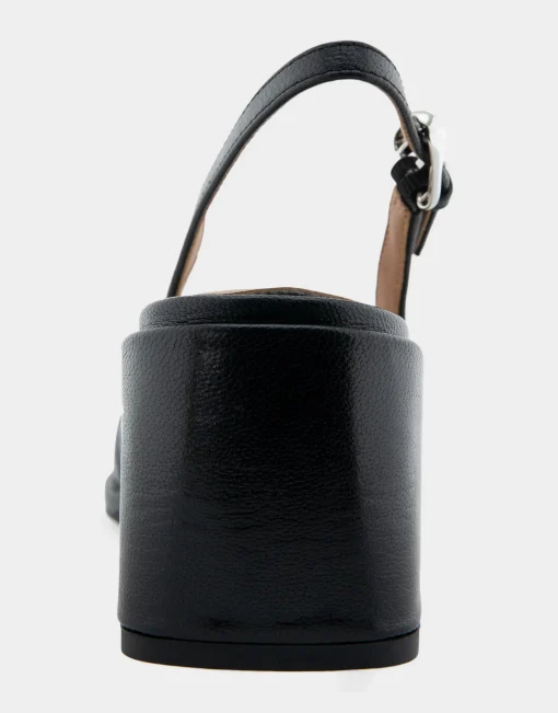 Comfortable Women's Sculpted Wedge Slingback in Black Leather