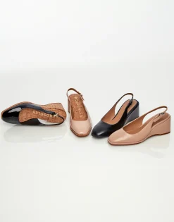 Comfortable Women's Sculpted Wedge Slingback in Cipria Leather