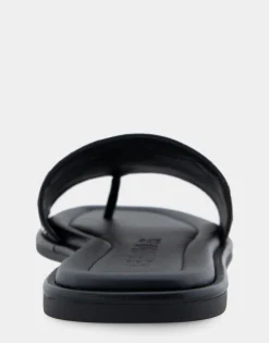 Comfortable Women's Single Band Slide Sandal in Black Leather