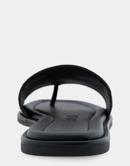 Comfortable Women's Single Band Slide Sandal in Black Leather