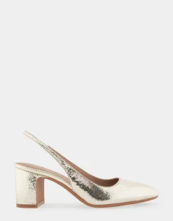 Comfortable Women's Slingback Mid-heel Pump in Platino Leather