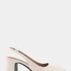Comfortable Women's Slingback Mid-heel Pump in Eggnog Patent Faux Leather