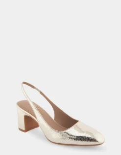 Comfortable Women's Slingback Mid-heel Pump in Platino Leather