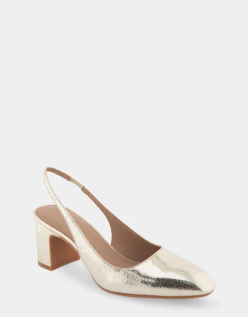 Comfortable Women's Slingback Mid-heel Pump in Platino Leather