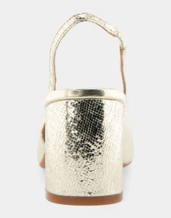 Comfortable Women's Slingback Mid-heel Pump in Platino Leather