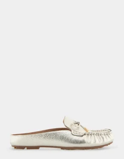 Comfortable Women's Slip On Driver in Soft Gold Leather