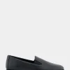Comfortable Women's Slip On Double Gore Loafer in Black Leather Leather