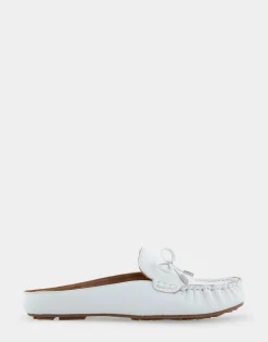 Comfortable Women's Slip On Driver in White Leather