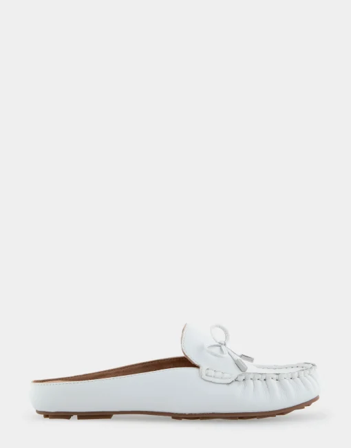 Comfortable Women's Slip On Driver in White Leather