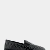 Comfortable Women's Slip On Double Gore Loafer in Black Quilted Patent Faux Leather Faux Leather