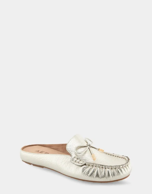 Comfortable Women's Slip On Driver in Soft Gold Leather