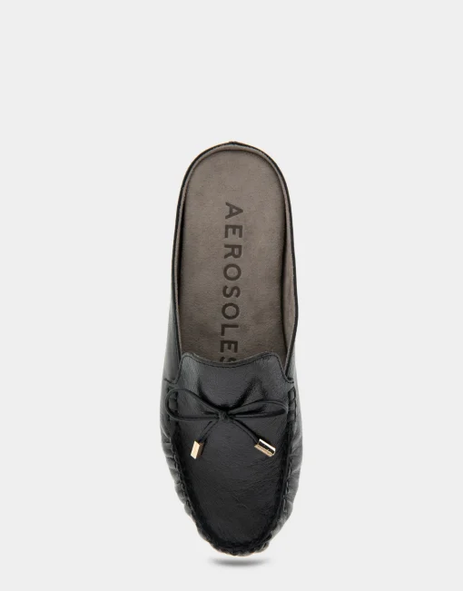 Comfortable Women's Slip On Driver in Black Leather