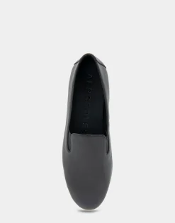 Comfortable Women's Slip On Double Gore Loafer in Black Leather Leather