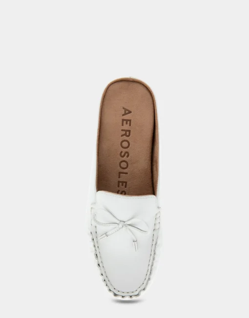Comfortable Women's Slip On Driver in White Leather