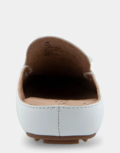 Comfortable Women's Slip On Driver in White Leather
