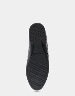 Comfortable Women's Slip On Double Gore Loafer in Black Quilted Patent Faux Leather Faux Leather