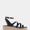 Comfortable Women's Strappy Flatform Sandal in Black Leather