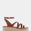 Comfortable Women's Strappy Flatform Sandal in Gingerbread Leather