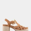 Comfortable Women's Strappy Molded Footbed Platform Sandal in Tan Suede