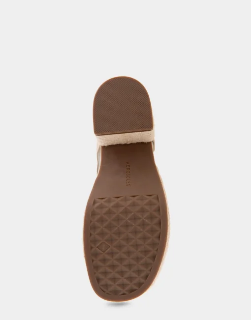 Comfortable Women's Strappy Molded Footbed Platform Sandal in Pale Khaki Suede
