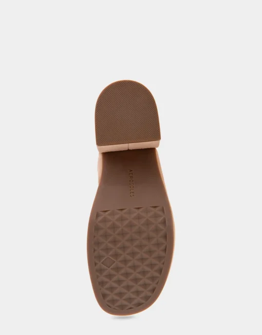 Comfortable Women's Strappy Molded Footbed Platform Sandal in Tan Suede