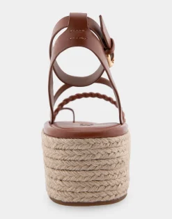 Comfortable Women's Strappy Flatform Sandal in Gingerbread Leather