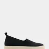Comfortable Women's Strech Hidden Wedge Slip On Flatform Sneaker in Black Stretch Gabardine Fabric